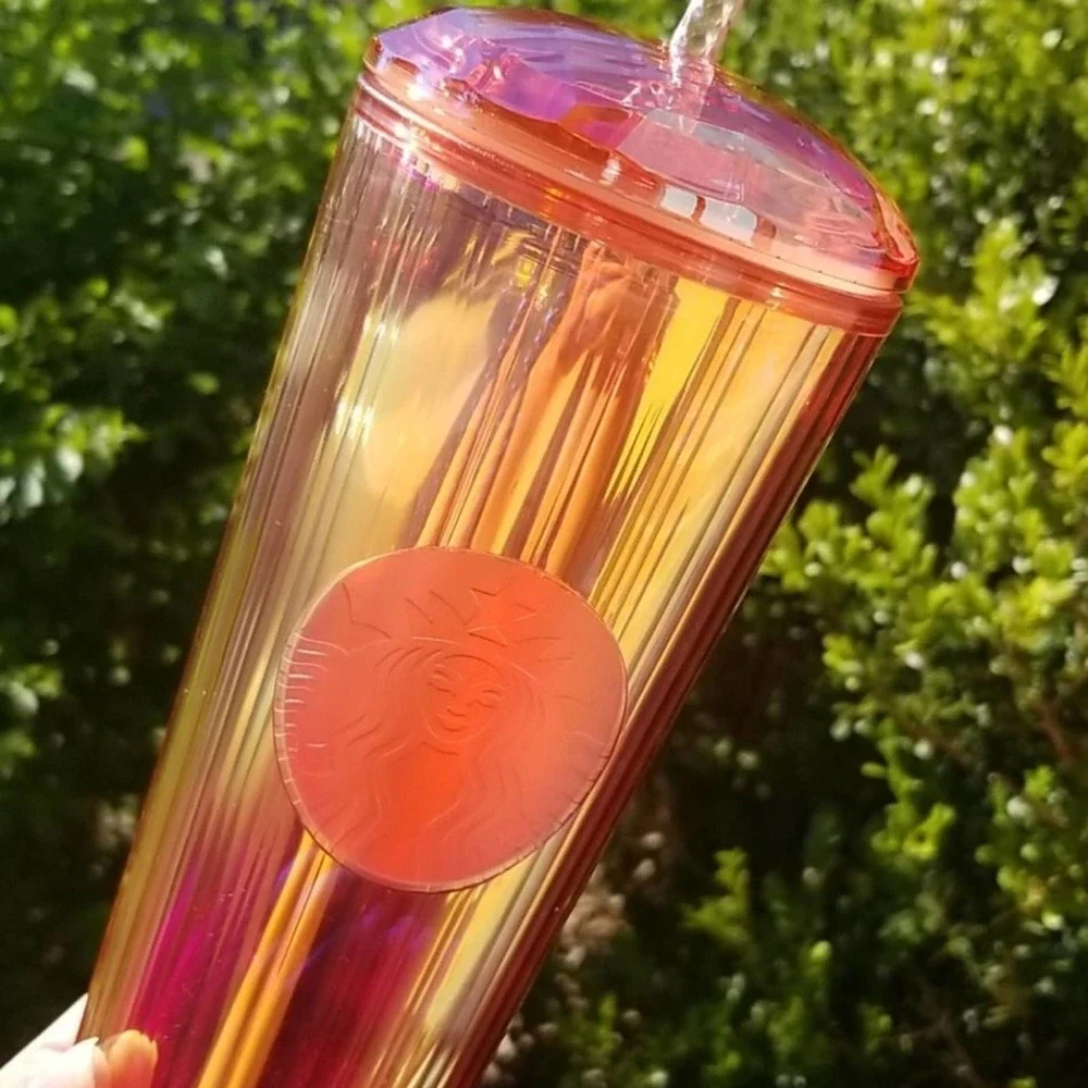 🆕 NWT Starbucks Collectable Iridescent Rose gold Pink Venti Iced Dome Tumbler